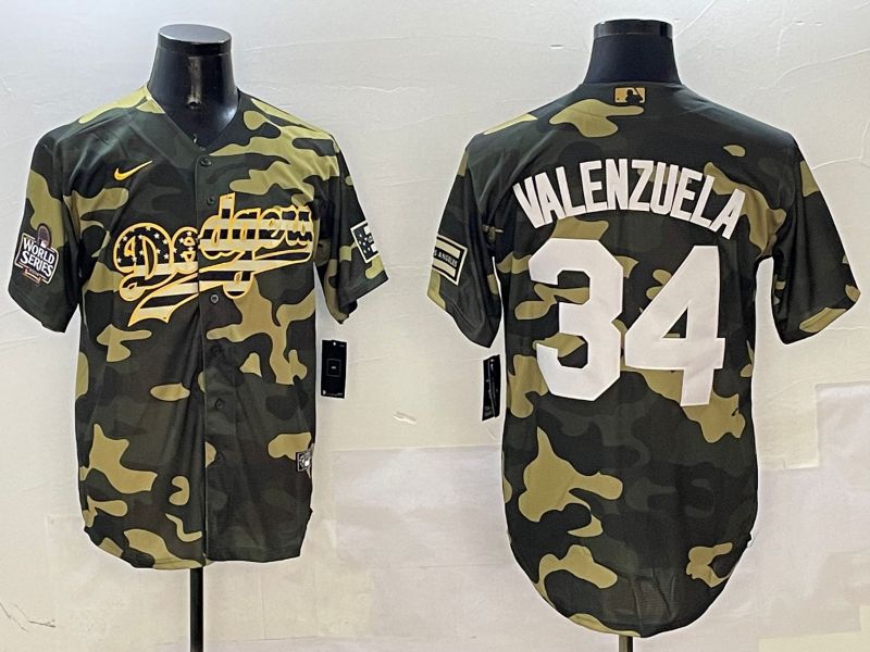 Men Los Angeles Dodgers #34 Valenzuela Camo Joint Name 2025 Nike MLB Jersey style 3->los angeles dodgers->MLB Jersey